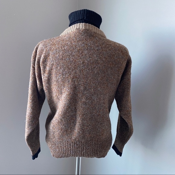 VINTAGE Richard & co. 100% Wool Turtleneck Sweater Brown Sz M - Picture 2 of 5
